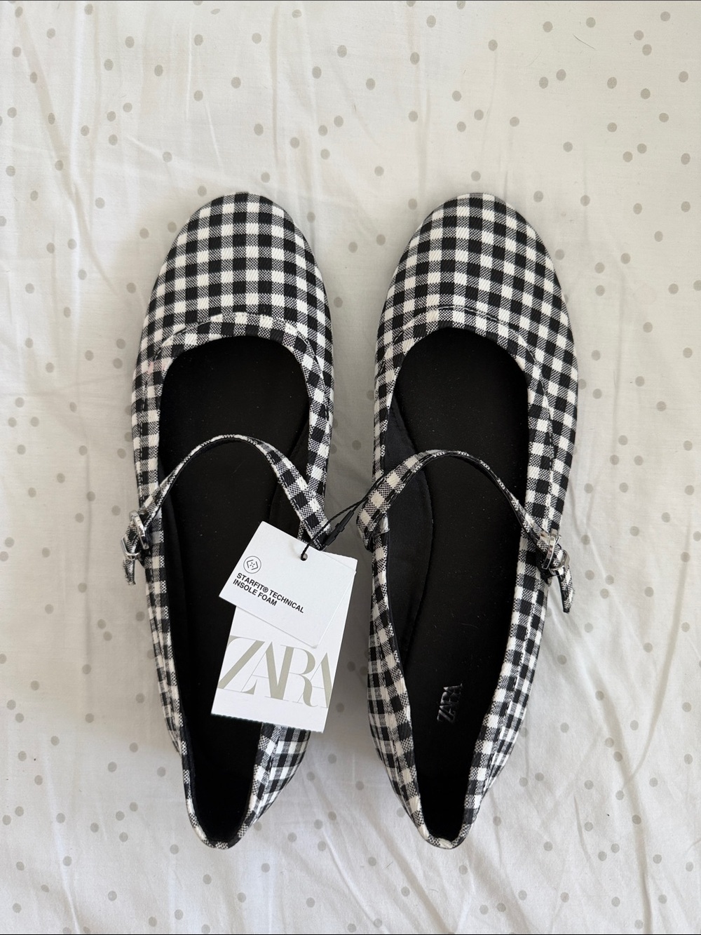 NWT Zara Gingham Ballet Flats - Size 9